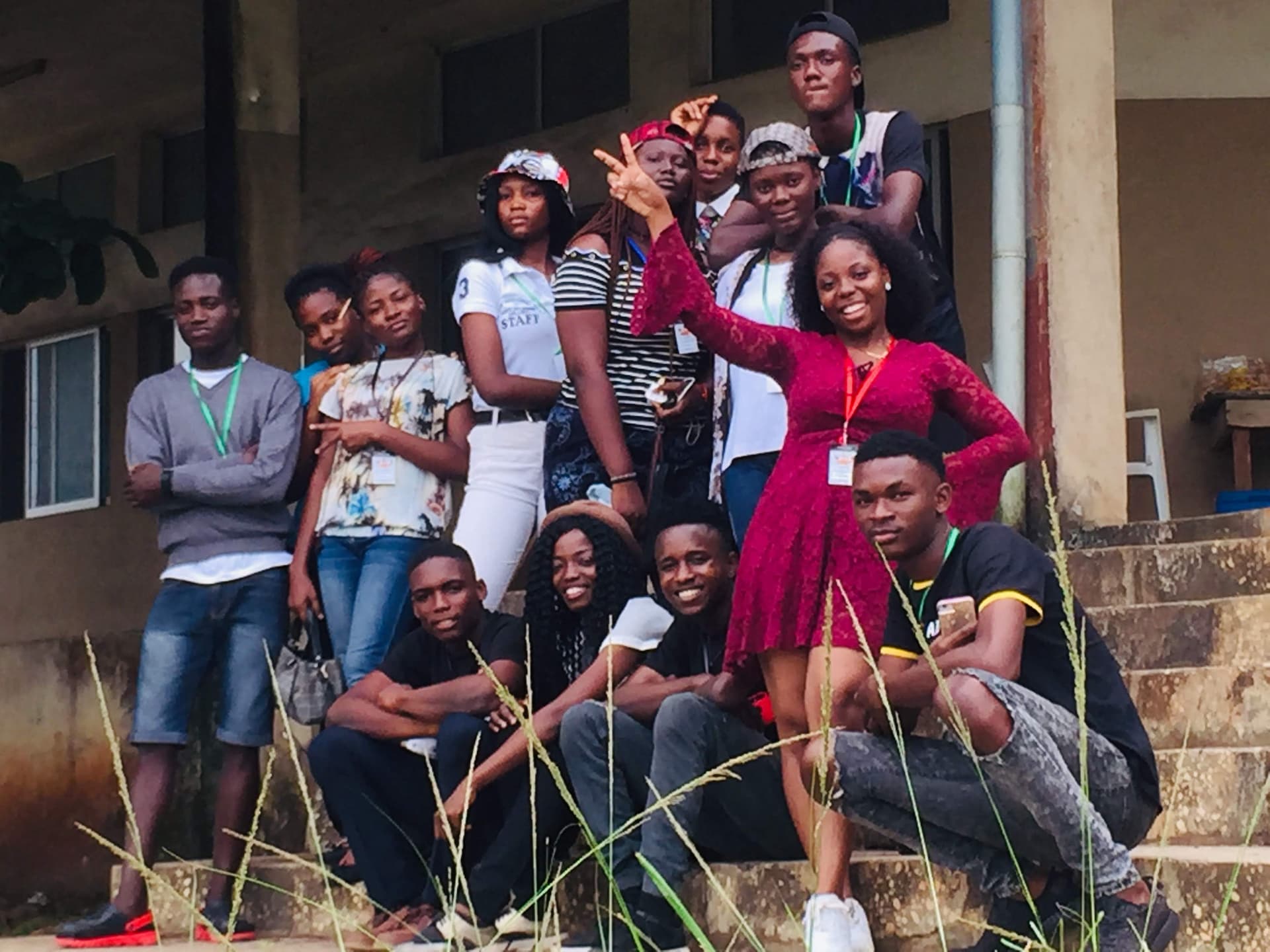 Young adults gathered outdoors in community